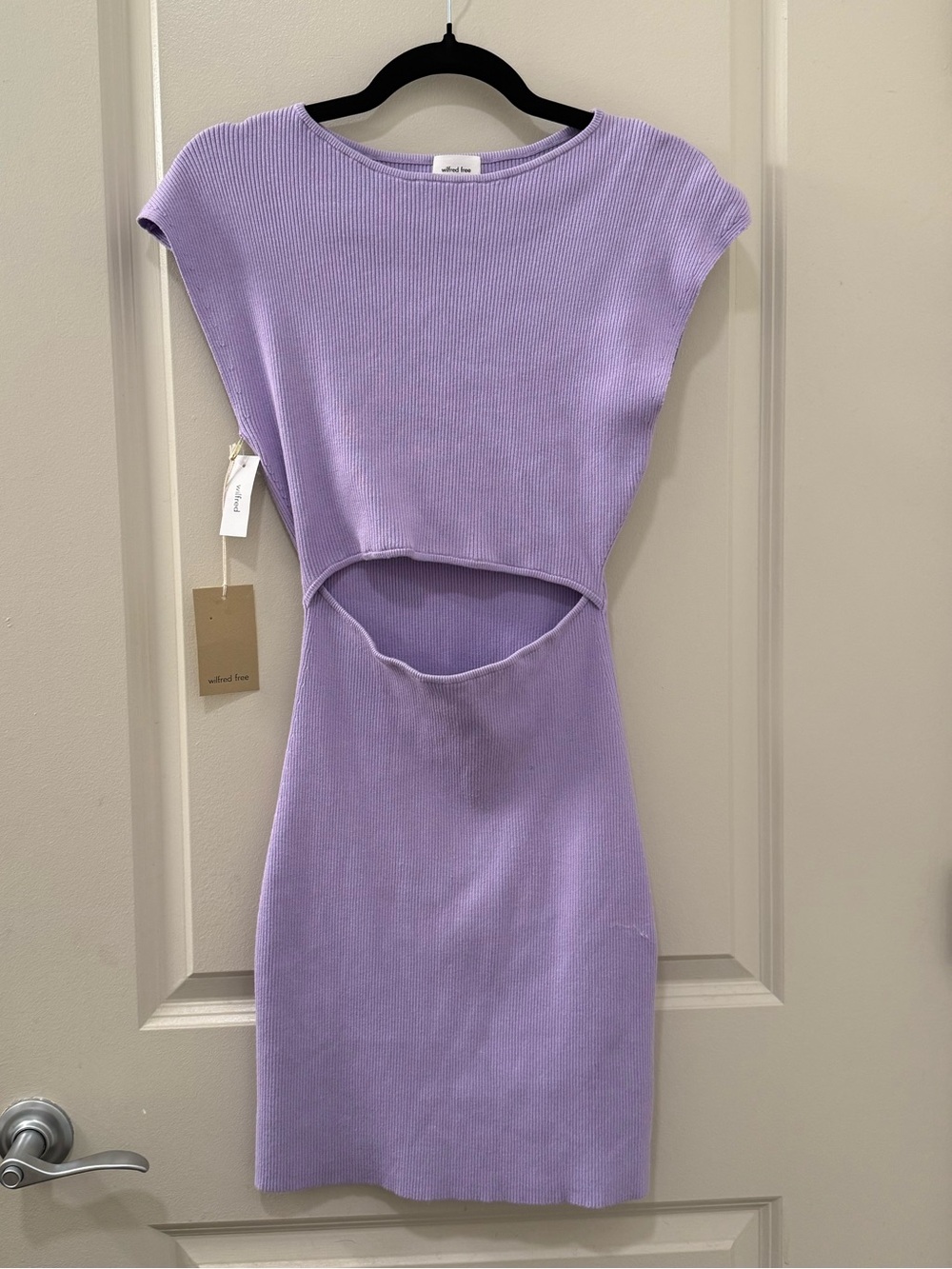 Wifred Free by Aritzia Cutout Knit Mini Dress in Lavender Purple - New With Tags